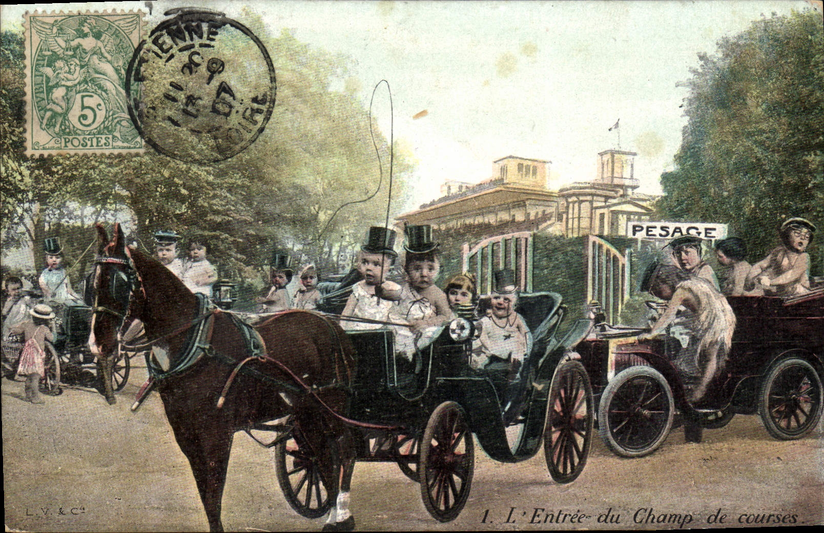 Postal Caballo Equitación Hípica Niños los cursos lo entrado del hipódromo