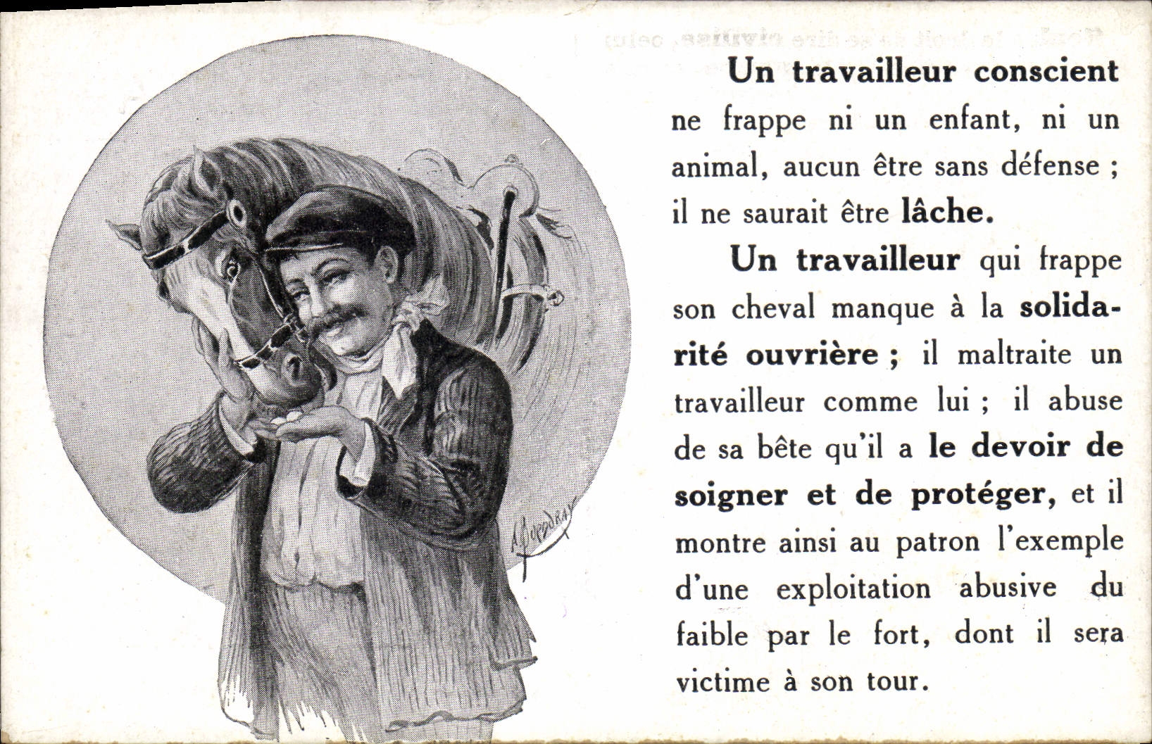 CPA Cheval Equitation Hippisme Un travailleur conscient