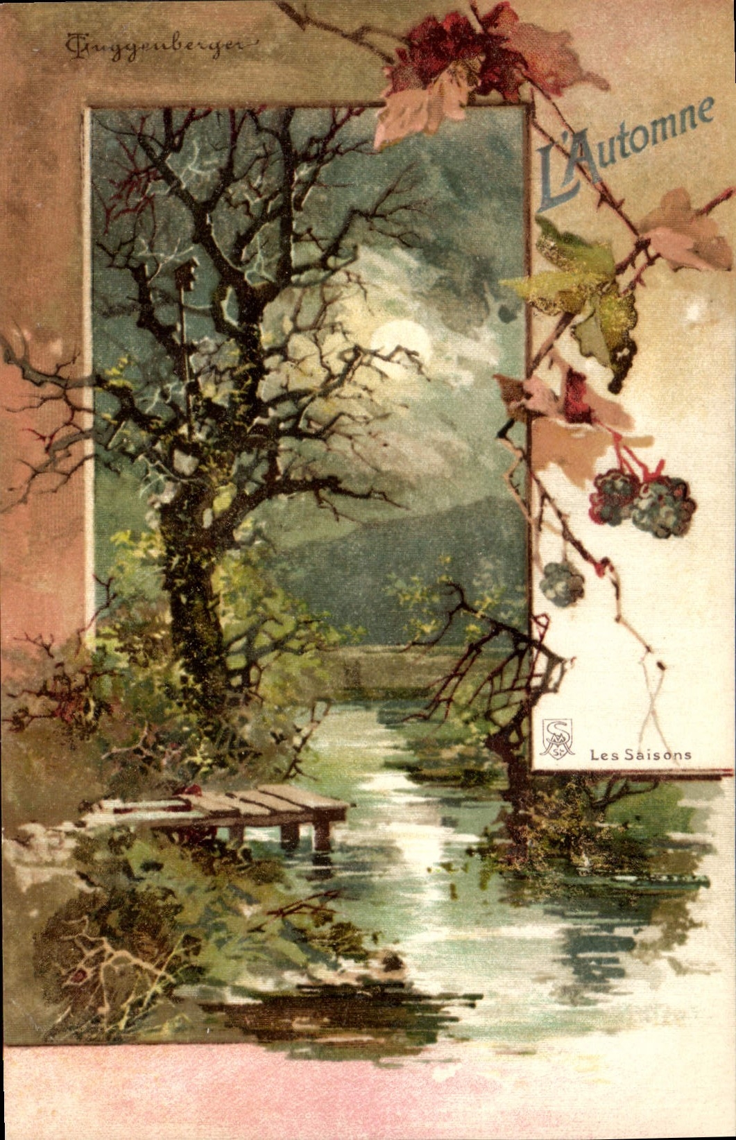 Vintage Postcard Fantasy Season Fall