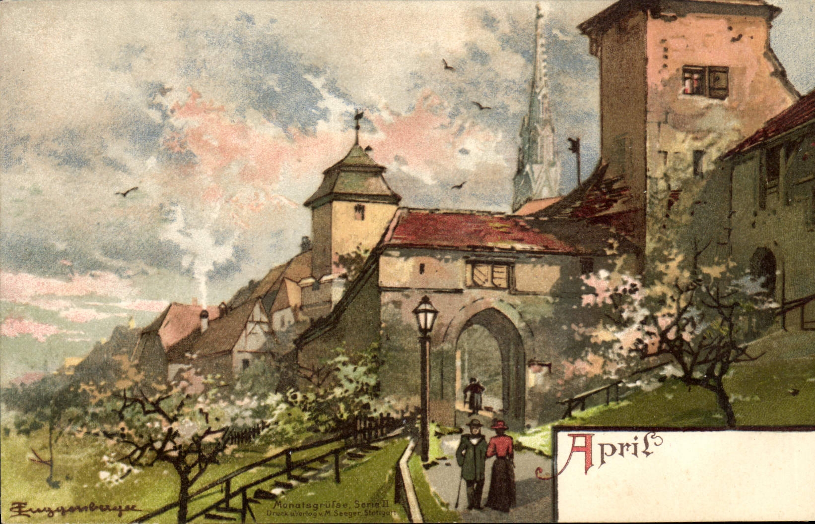 Vintage Postcard Fantasy April April