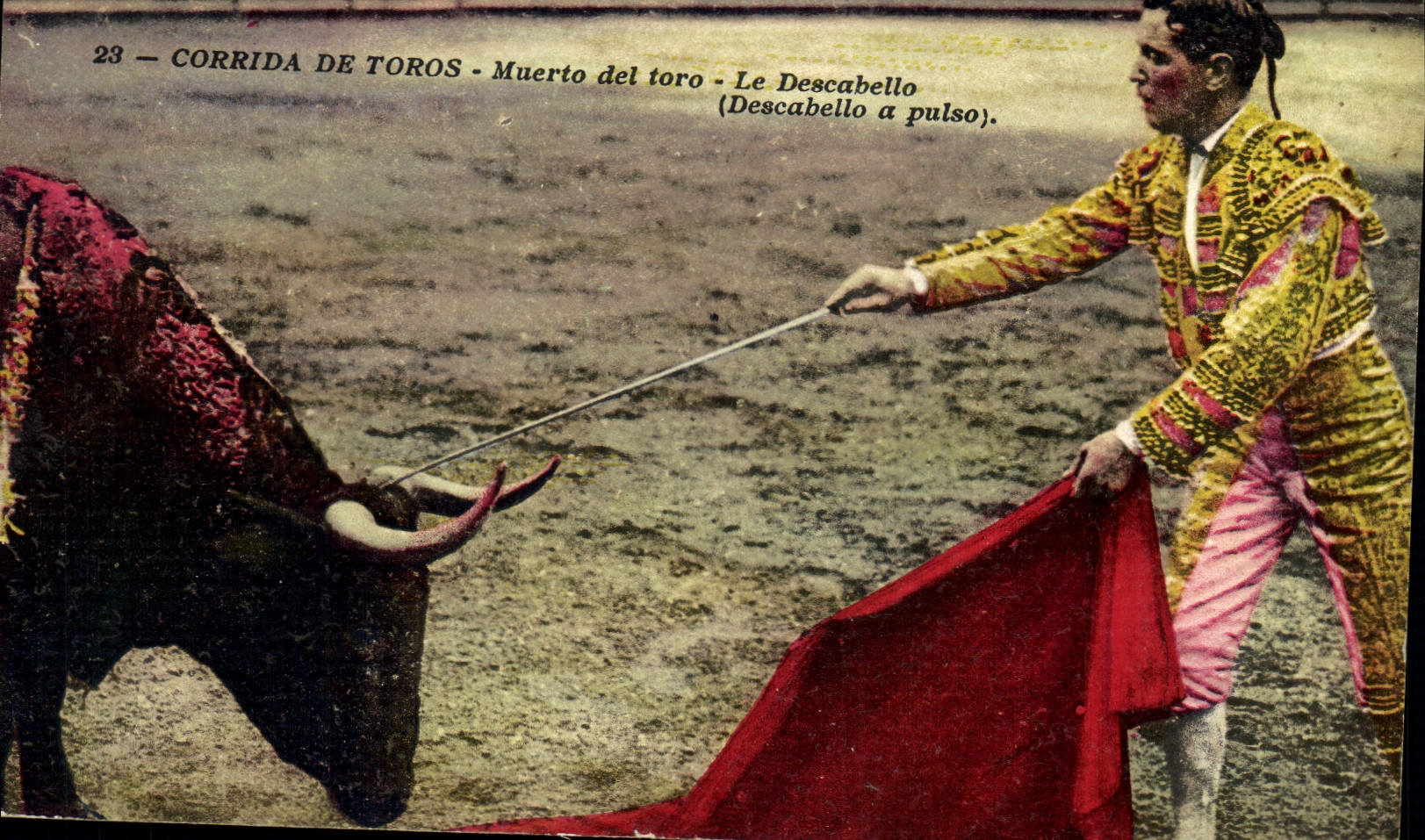 Postal Corrida Corrida de toros Muerte del Toro el Descabello