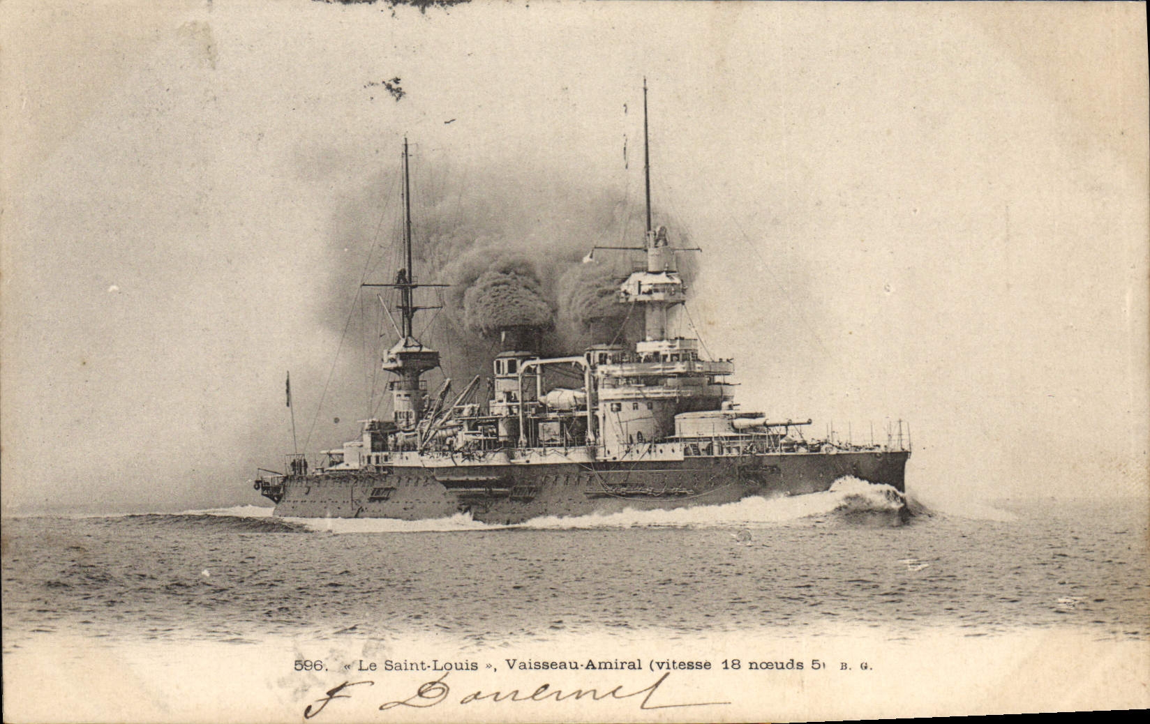 CPA Bateau de Guerre Le Saint louis Vaisseua amiral 
