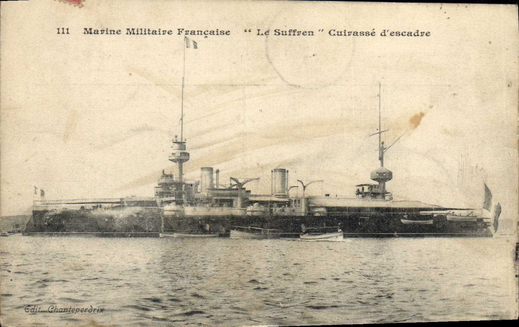 CPA Bateau de Guerre Le Suffren Cuirasse d'escadre
