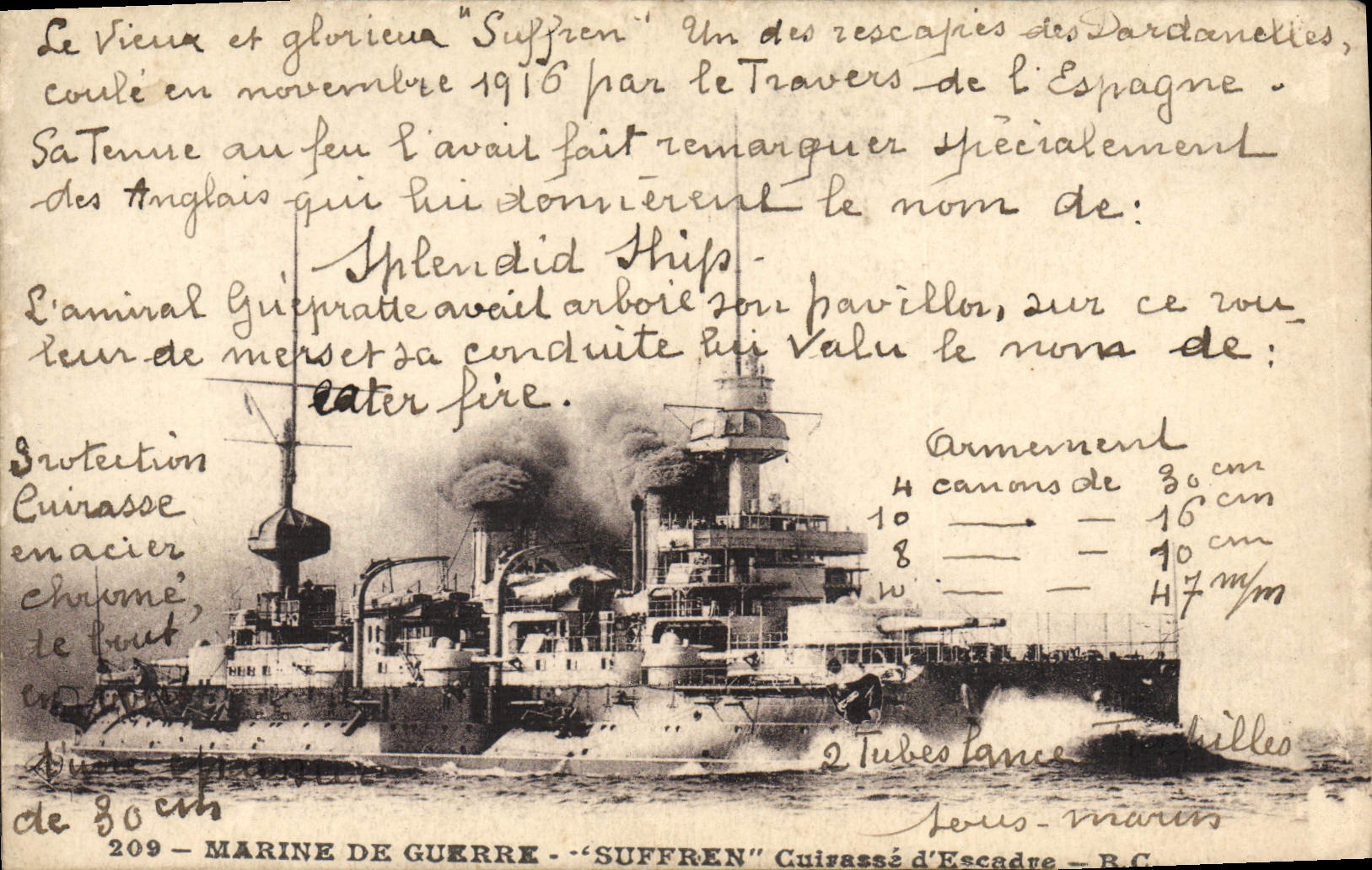 CPA Bateau de Guerre Suffren Cuirasse d'escadre