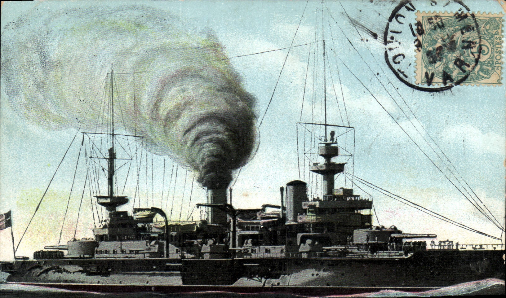 CPA Bateau de Guerre Le Suffren Cuirasse de 1ere classe