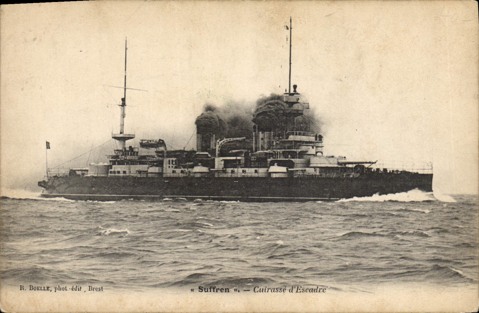 CPA Bateau de Guerre Suffren Cuirasse d'escadre