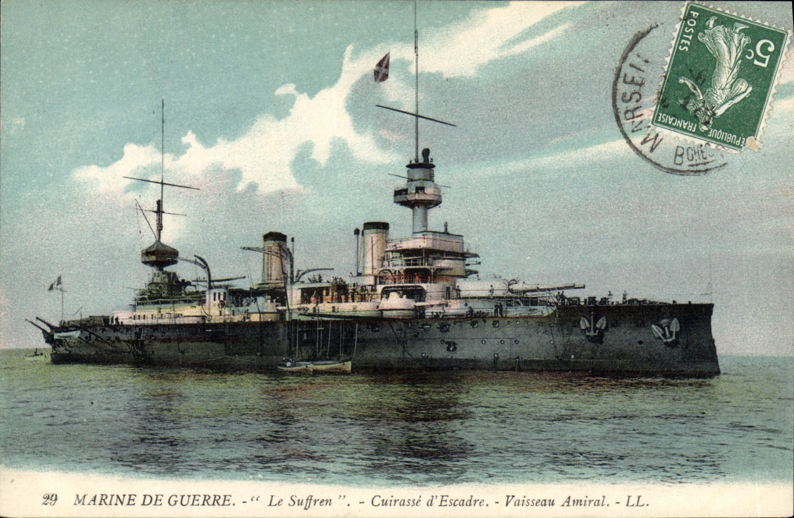 CPA Bateau de Guerre Le Suffren Cuirasse d'escadre Vaisseau amiral 