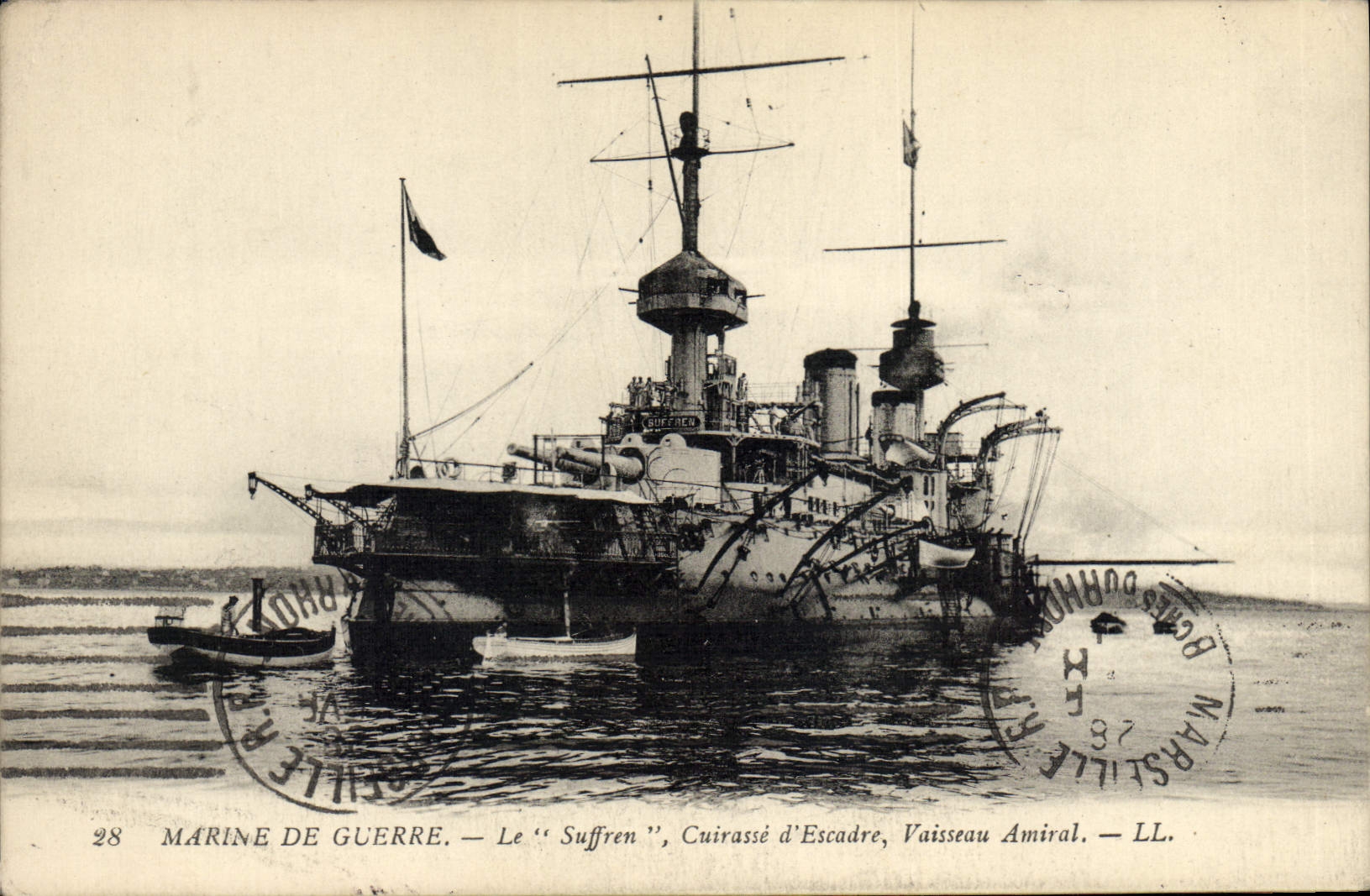 CPA Bateau de Guerre Le Suffren Cuirasse d'escadre Vaisseau amiral