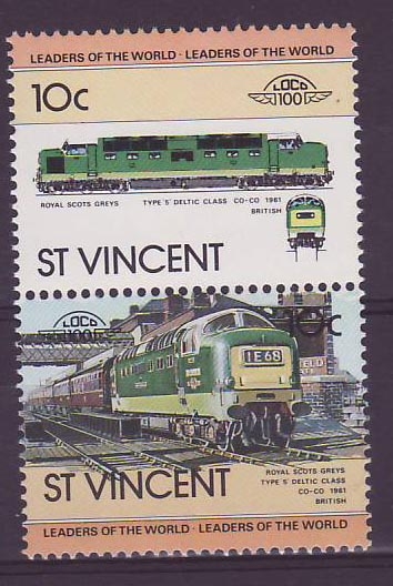 St Vincent 10c Royal Scots Train Greys 1961 ** Luxe 