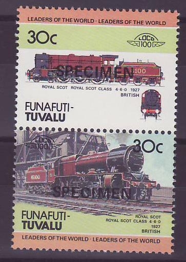Funafuti Tuvalu 30c Train Royal Scot 1927 ** Luxe Surcharge SPECIMEN