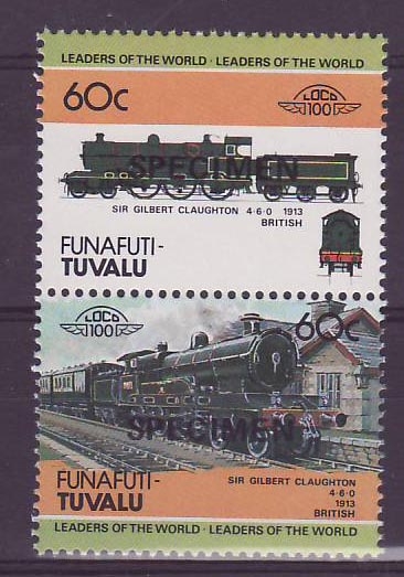Funafuti Tuvalu 60c Train Sir Gilbert Claughton 1913 ** Luxe Surcharghe SPECIMEN