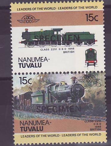 Nanumea Tuvalu 15c Train Class 2251 1946 ** Luxe Surcharge SPECIMEN