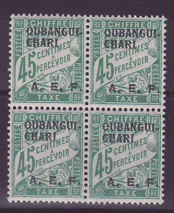 Oubangui-Chari Timbre Taxe ** 45c Bloc de 4