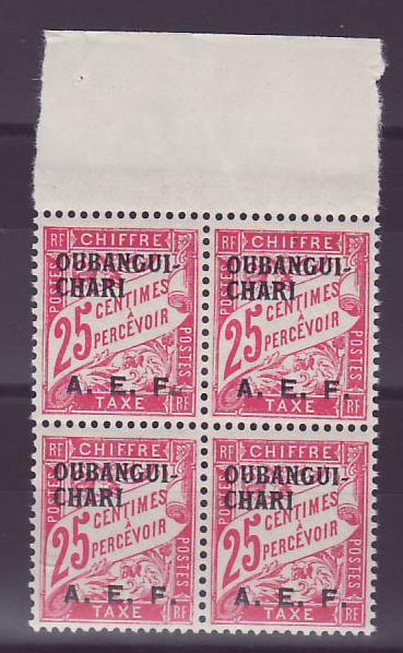 Oubangui-Chari Timbre Taxe ** 25c Bloc de 4