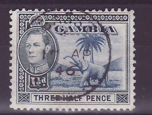 Gambie Gambia Cancelled Basse 1 1/2d value Elephant