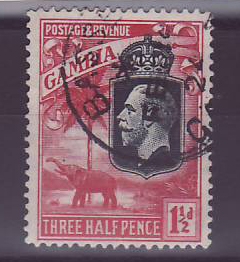 Gambie Gambia Cancelled Basse 1 1/2d value Elephant 1924 (monthe before date)