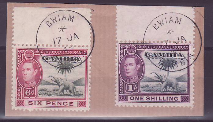 Gambie Gambia Cancelled Bwiam Parcel with 6d & 1s Elephant