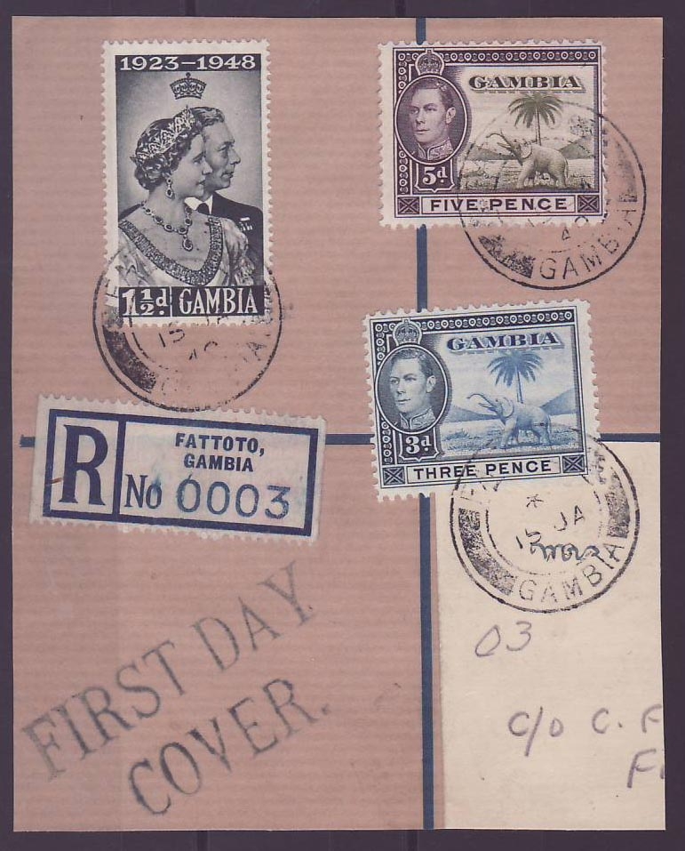 Gambie Gambia Cancelled Fattoto Parcel 5d + 3d + 1 1/2d 1 1/2d Elephant