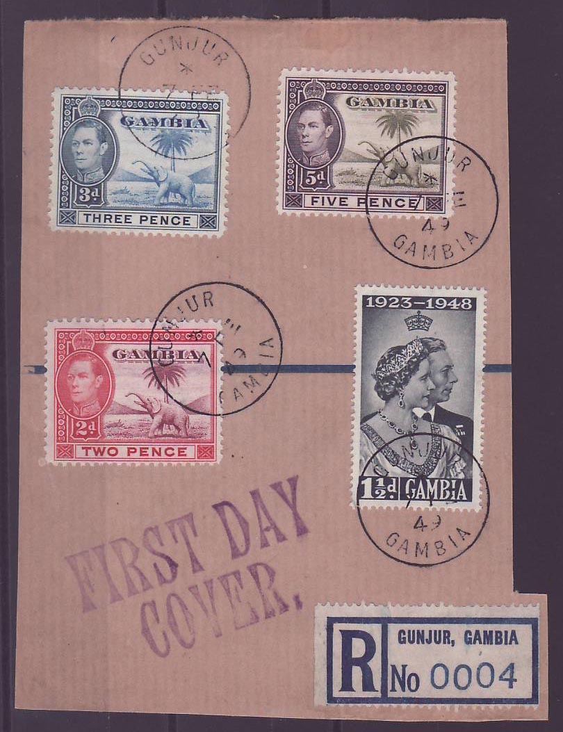 Gambie Gambia Cancelled Gunjur Parcel 5d + 3d + 2 d +1 1/2d Elephant
