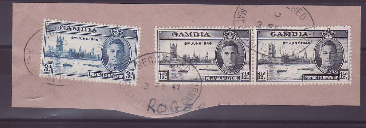 Gambie Gambia Cancelled Macarthy Island Parcel 3d + pair of 2  Registered Cancel