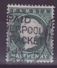 Gambie Gambia Cancelled Paquebot Liverpool 1/2 d Cameo Liverpool Br Packet