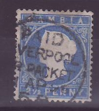 Gambie Gambia Cancelled Paquebot Liverpool 2 1/2 d Cameo Liverpool Br Packet