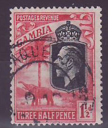 Gambie Gambia Cancelled Paquebot Posted at Sea 1 1/2d Elephant 