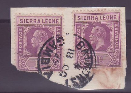 Gambie Gambia Sierra Leone stamps with Bathurst cancellation Parcel pair of 1d value