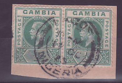 Gambie Gambia Pair of 1/2d George V Lagos Nigeria Cancellation