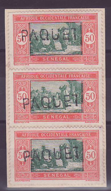 Gambie Gambia Paquebot cancel on Senegal Stamps strip of 3