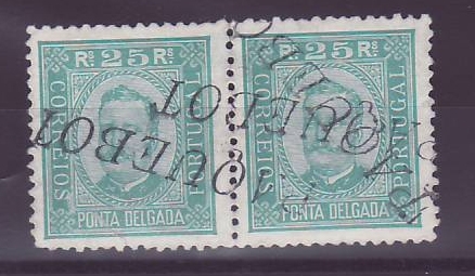 Gambie Gambia Paquebot cancel on pair of Portugal stamps