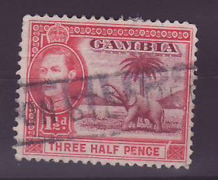 Gambie Gambia 1 1/2d Elephant Paquebot Cancel