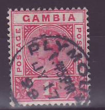 Gambie Gambia 1d Paquebot Cancel Plymouth
