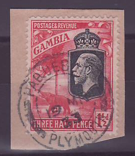 Gambie Gambia 1 1/2d Paquebot Cancel Plymouth