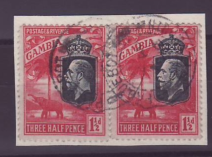 Gambie Gambia Pair of 1 1/2d Paquebot Cancel Plymouth
