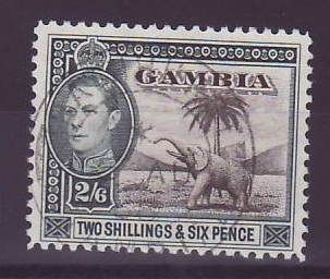 Gambie Gambia 2/6s  Elephant ERROR Bathhurst instead of Bathurst cancel RARE