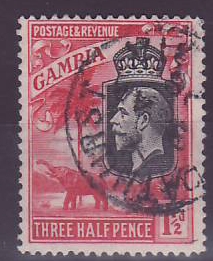 Gambie Gambia 1 1/2d Elephant Bathurst cancel