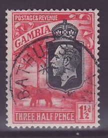 Gambie Gambia 1 1/2d Elephant Bathurst cancel