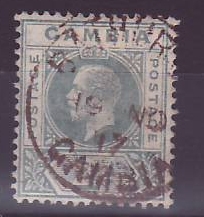 Gambie Gambia 2d GV Bathurst RED cancel 19 NOV 1917 (RARE)