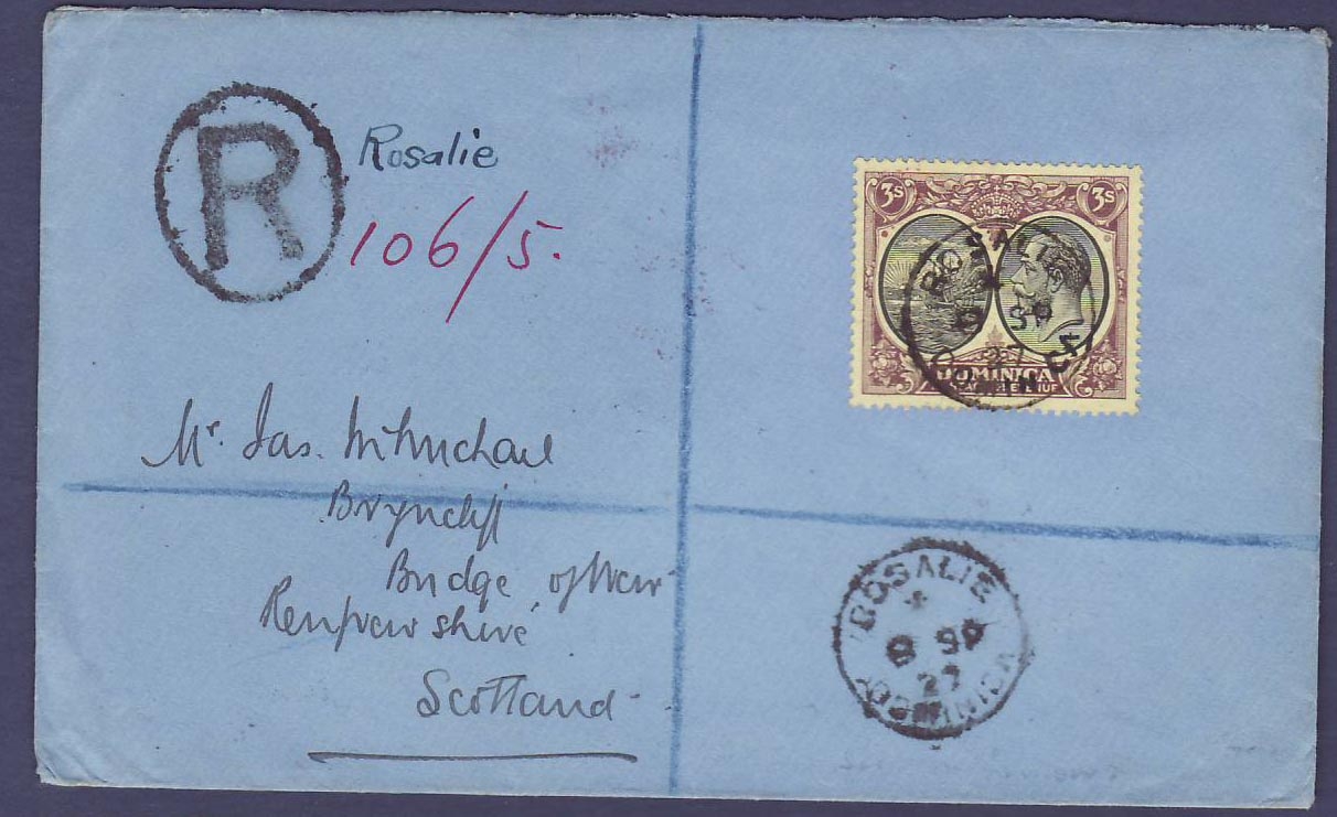 Gambie Gambia Registered Cover with 3s GV stamp canc Cancelled 8 SP 27 to Scotland