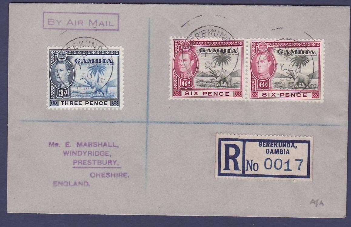 Gambie Gambia Rare Serekunda cover dated 1950 to Prestbury  Cheshire  England. Rare office