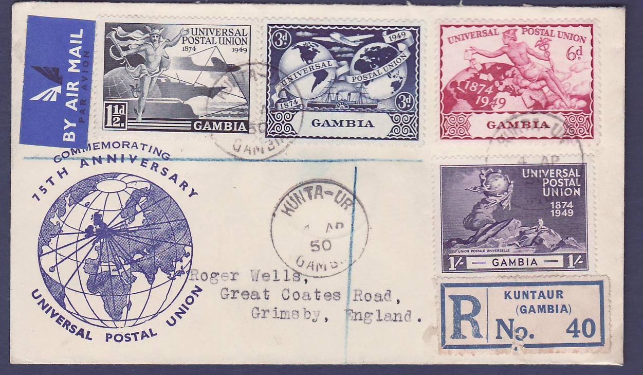 Gambie Gambia Lovely UPU stamps on unusual KUNTA-Ur (small office) cover to Grimsby England