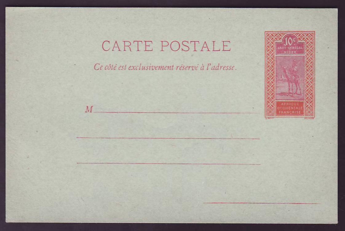 Haut Senegal et Niger Entier Postal Mehariste 10c Neuf
