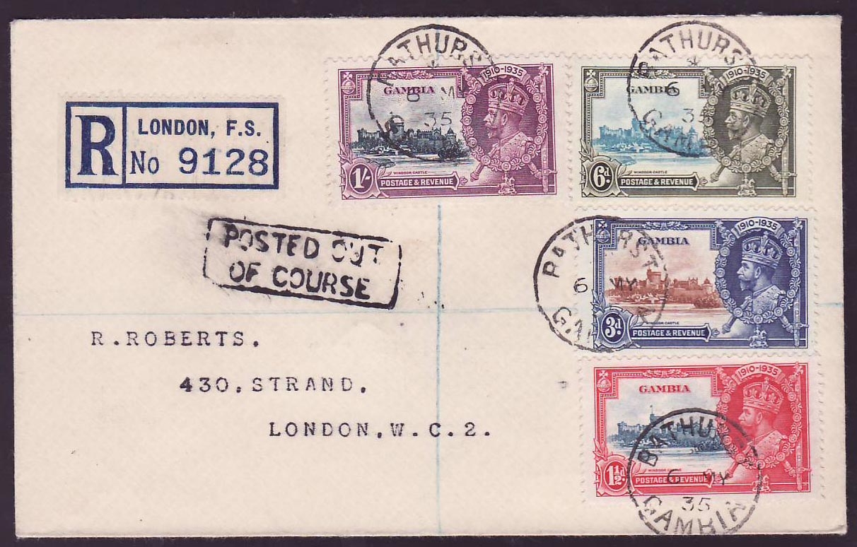 Gambia Gambie Jubilee issue on 1935 cover to London  England