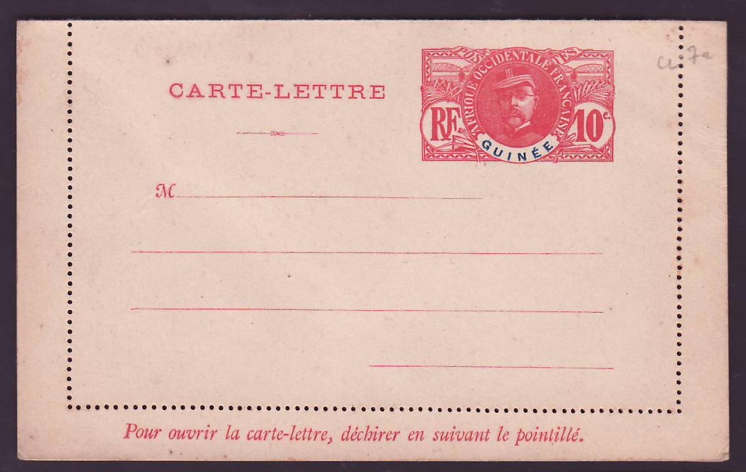 Guinee Entier Postal Type Groupe 10c Gouverneur Ballay Neuf