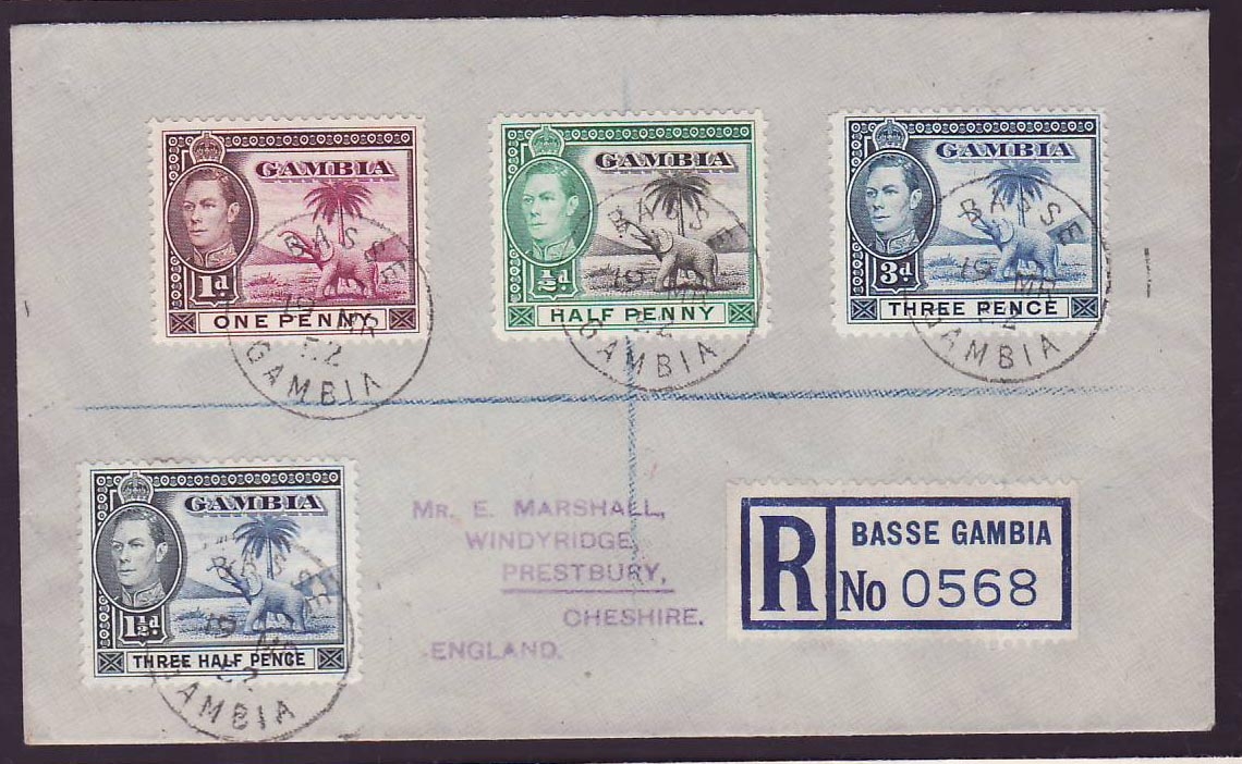 Gambia Gambie BASSE (small office) on cover with Elephant issues to Prestbury  England  AP 52 cds