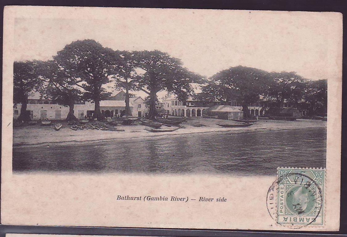 Gambia Gambie 1d EVII postcard River Side Bathurst