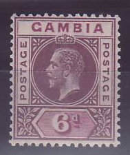 Gambia Gambie KGV 6d dull & bright purple ** u/m VARIETY Reversed watermark SG114x