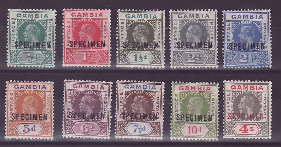 Gambia Gambie SG108s/17s in Very fine mint condition SPECIMEN