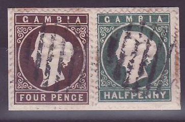 Gambia Gambie Cameo pair with barrel cancellation on piece